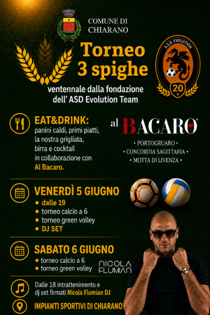 TORNEO 3 SPIGHE - ventennale della fondazione dell'ASD Evolution Team.