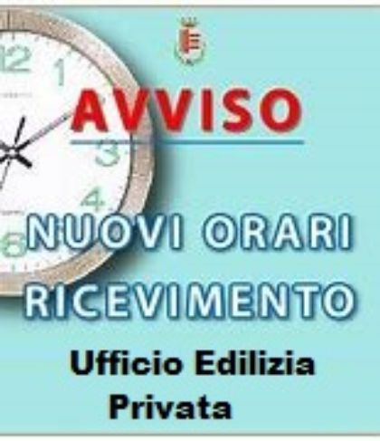 MODIFICA ORARIO UFFICIO TECNICO EDILIZIA PRIVATA