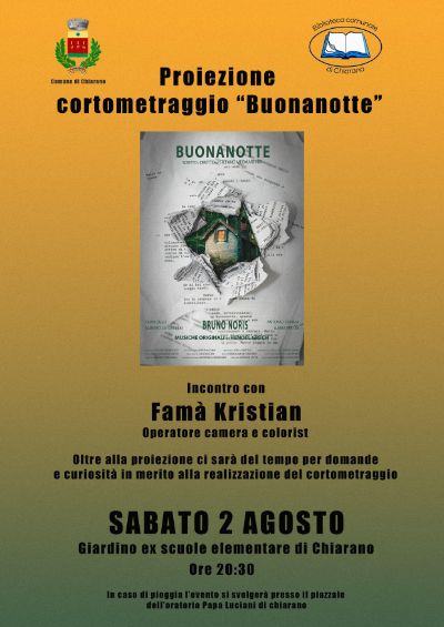 Locandina cortometraggio Buonanotte